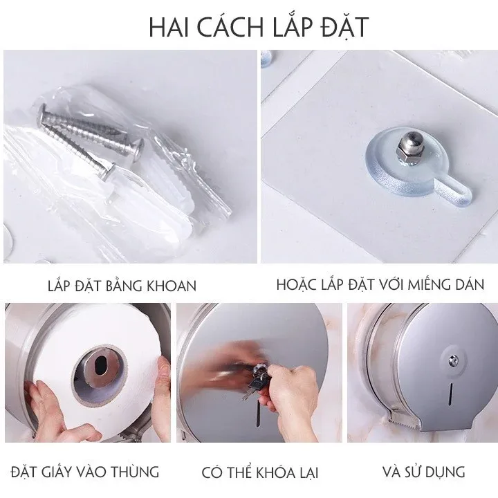 Cách mở hộp đựng giấy vệ sinh và thay giấy cuộn lớn