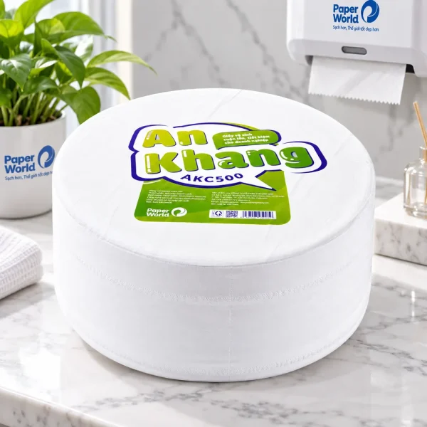 Giấy vệ sinh cuộn lớn An Khang Caro500
