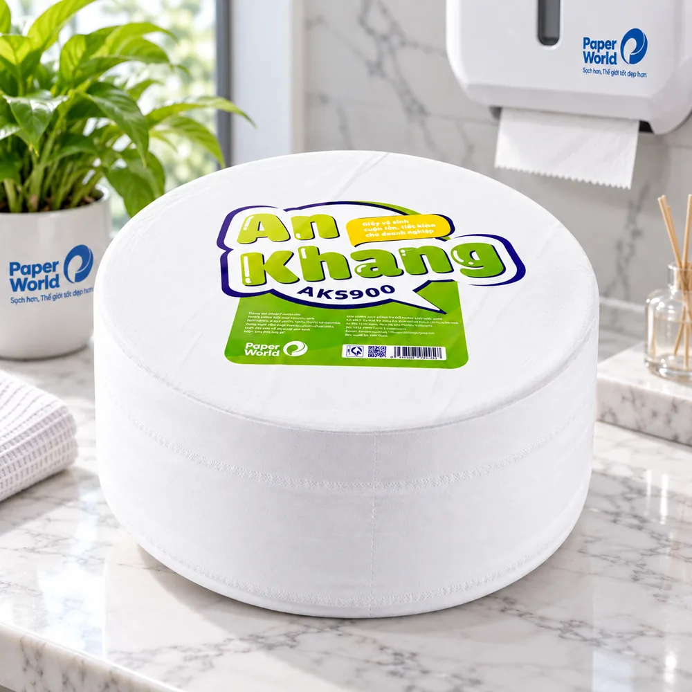 Giấy vệ sinh cuộn lớn An Khang Soft900